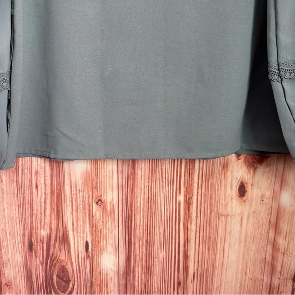 Grace Karin Blue Lace Ruffle Crewneck Blouse Size L - Picture 9 of 12